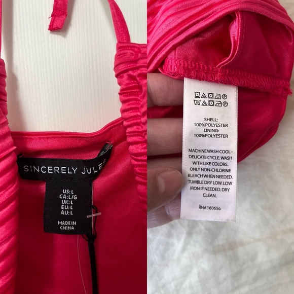 NWT Sincerely Jules Satin Halter Tie Crop Top L - Picture 4 of 8